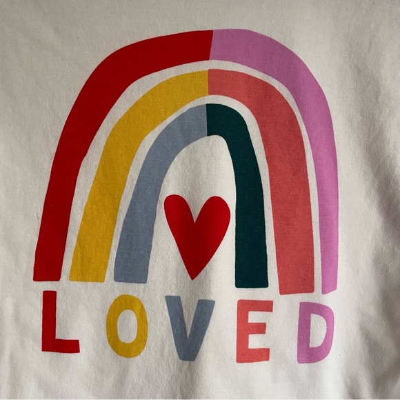 Hanna Andersson Cream and Red Long Sleeve Tee Rainbow Design Size 12 or 150 cm - Picture 4 of 7